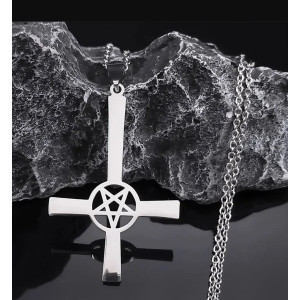 Inverted Cross with Pentagram /Pendant/
