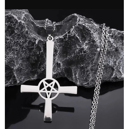 Inverted Cross with Pentagram /Pendant/