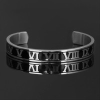 Roman Numeral C-Shape-Opening Bangle /Bracelet/ 