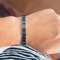 Roman Numeral C-Shape-Opening Bangle /Bracelet/ 