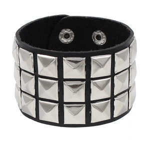 Three Row 30 Pyramid Studded /Wristband/