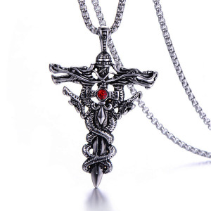 Dragons’ Sword-Cross with Red Stone /Pendant/