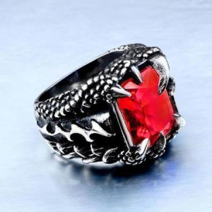 Red Stone In Dragon Claws /Ring/